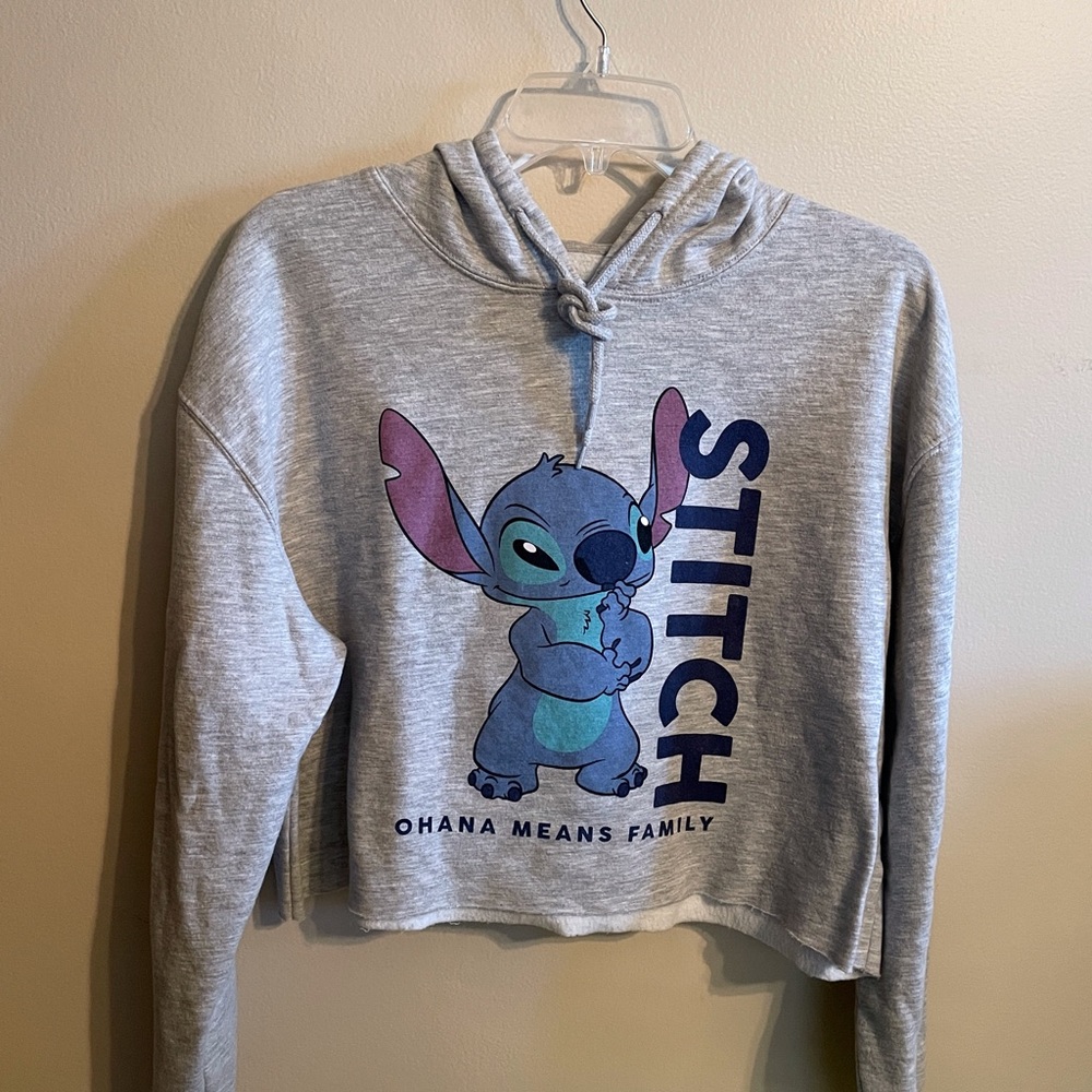 Disney Stitch Ohana Means Family Cropped Hoodie Sweatshirt size XLarge